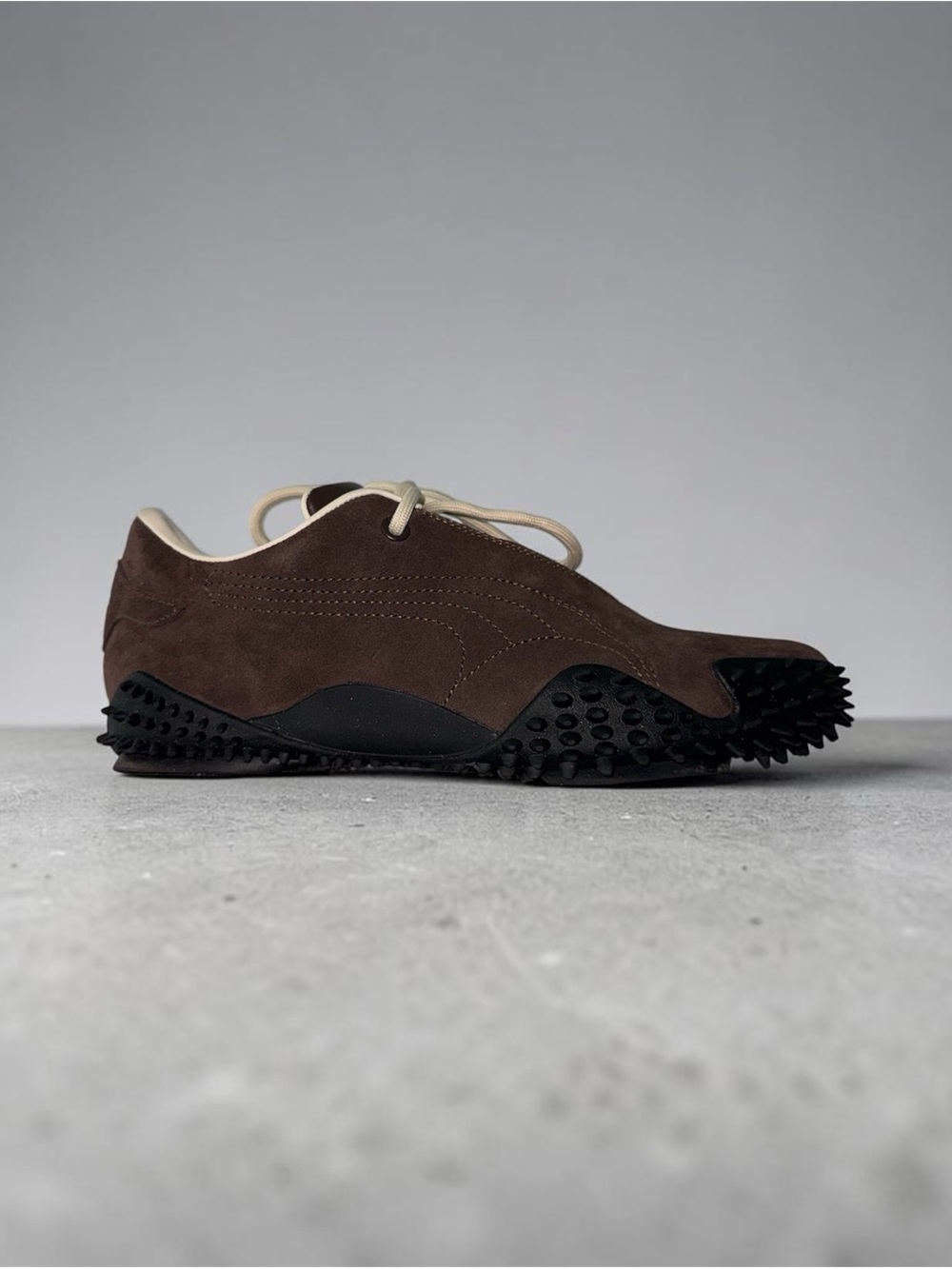Puma Dark Brown Suede Sneakers with Cream Laces - Picture 4 of 5